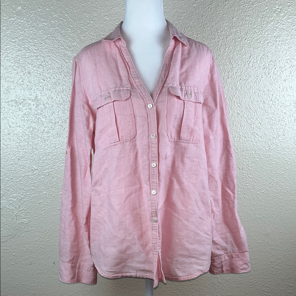EXPRESS/Pink Button-Up Shirt/ 65% LINEN 35%COTTON/ Size M